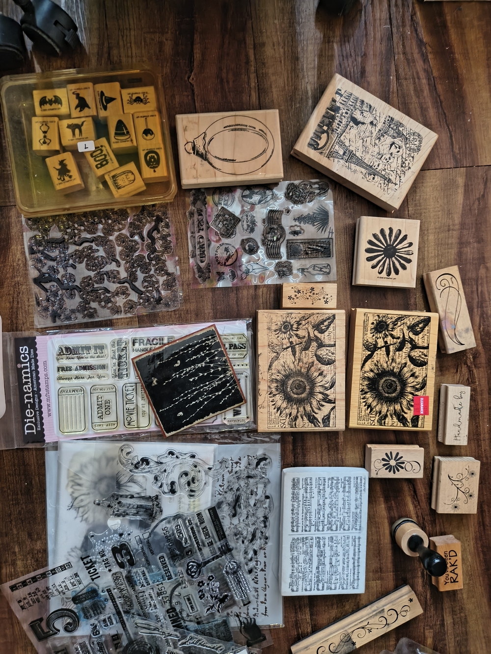Assorted Wood Rubber Stamps - Black